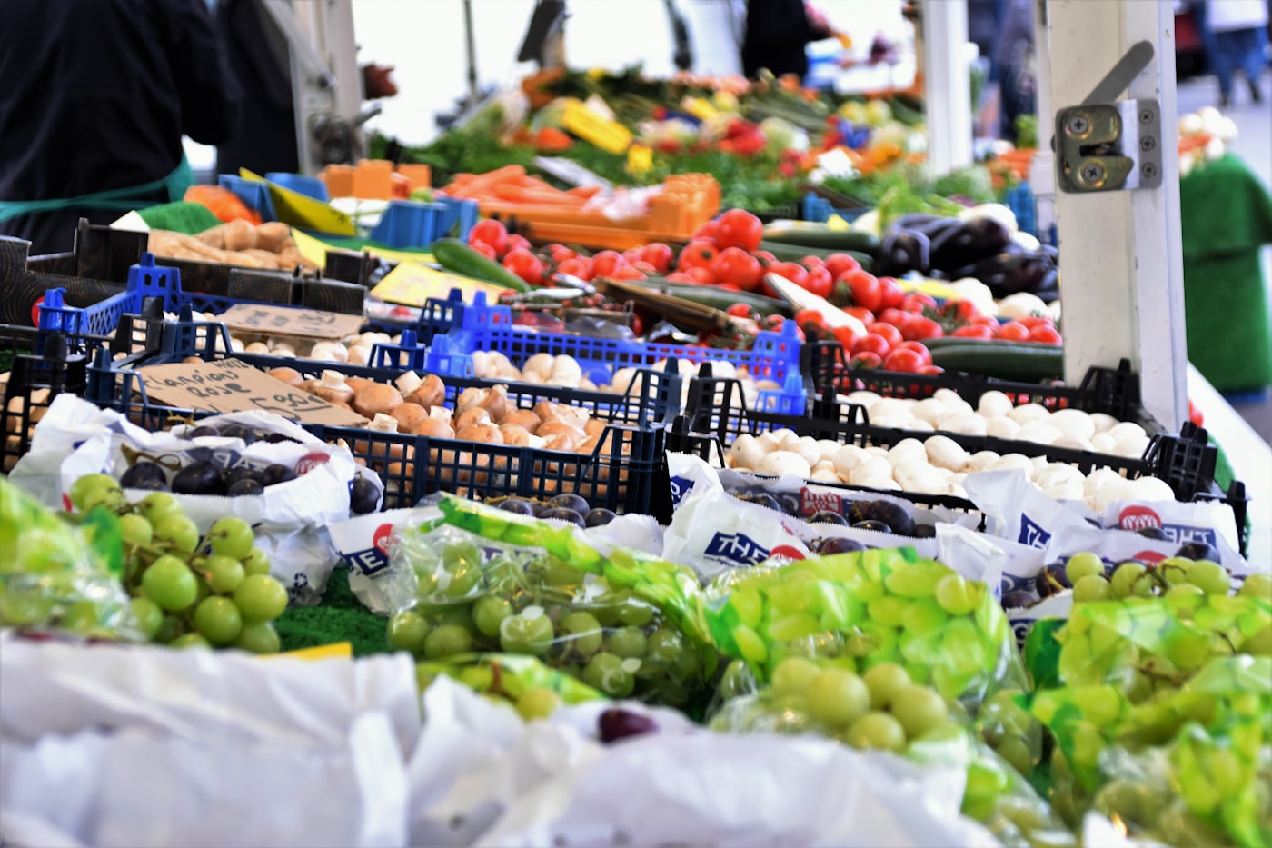 Produce stall at an outdoor market